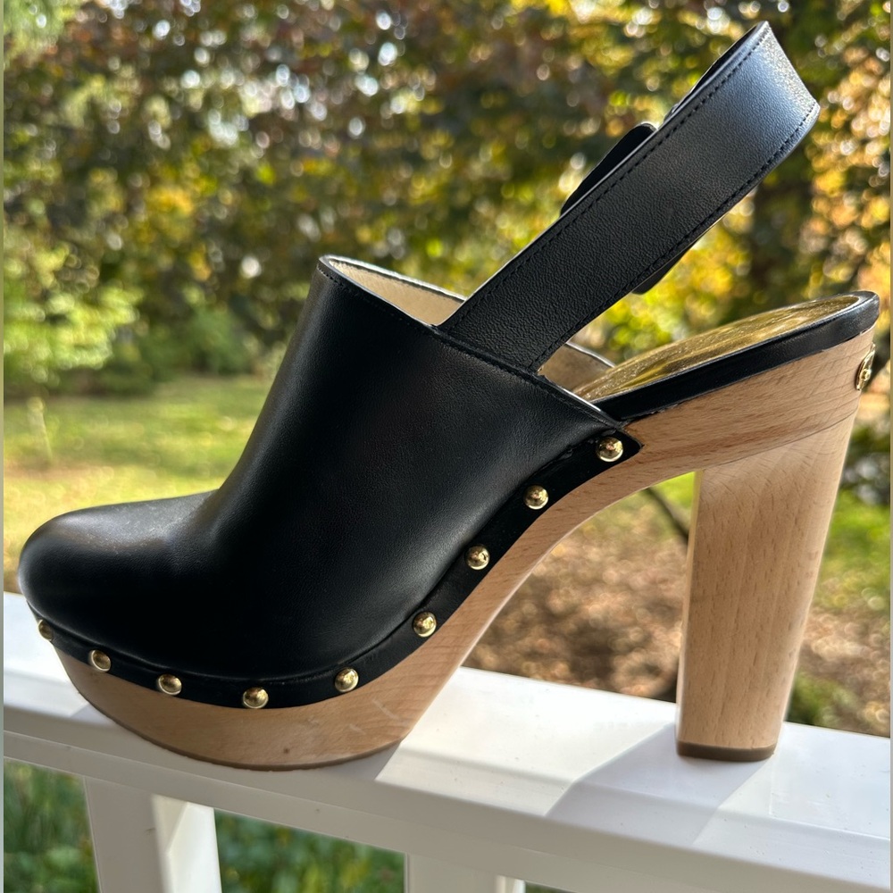 Michael Kors Beatrice Black Leather Sling Platform Clog.  🩷🩷🩷GORGEOUS🩷🩷🩷